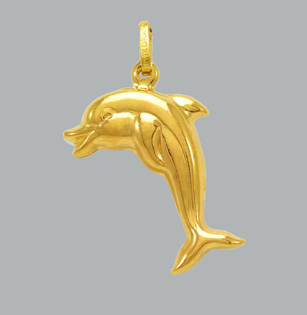 NEW 14K YELLOW GOLD DOLPHIN PENDANT POLISHED (1 of 1)