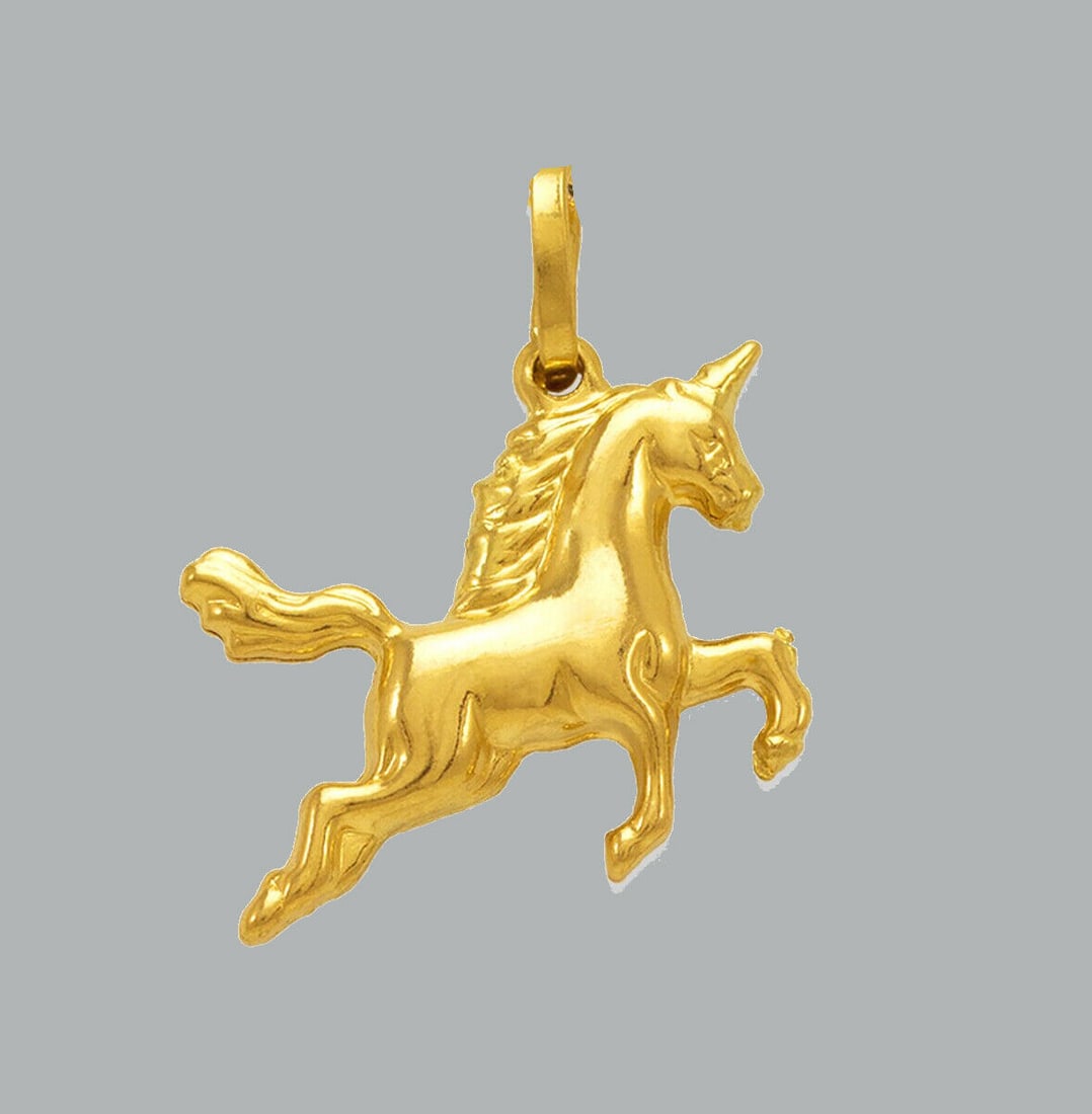 NEW 14K YELLOW GOLD UNICORN PENDANT POLISHED (1 of 1)