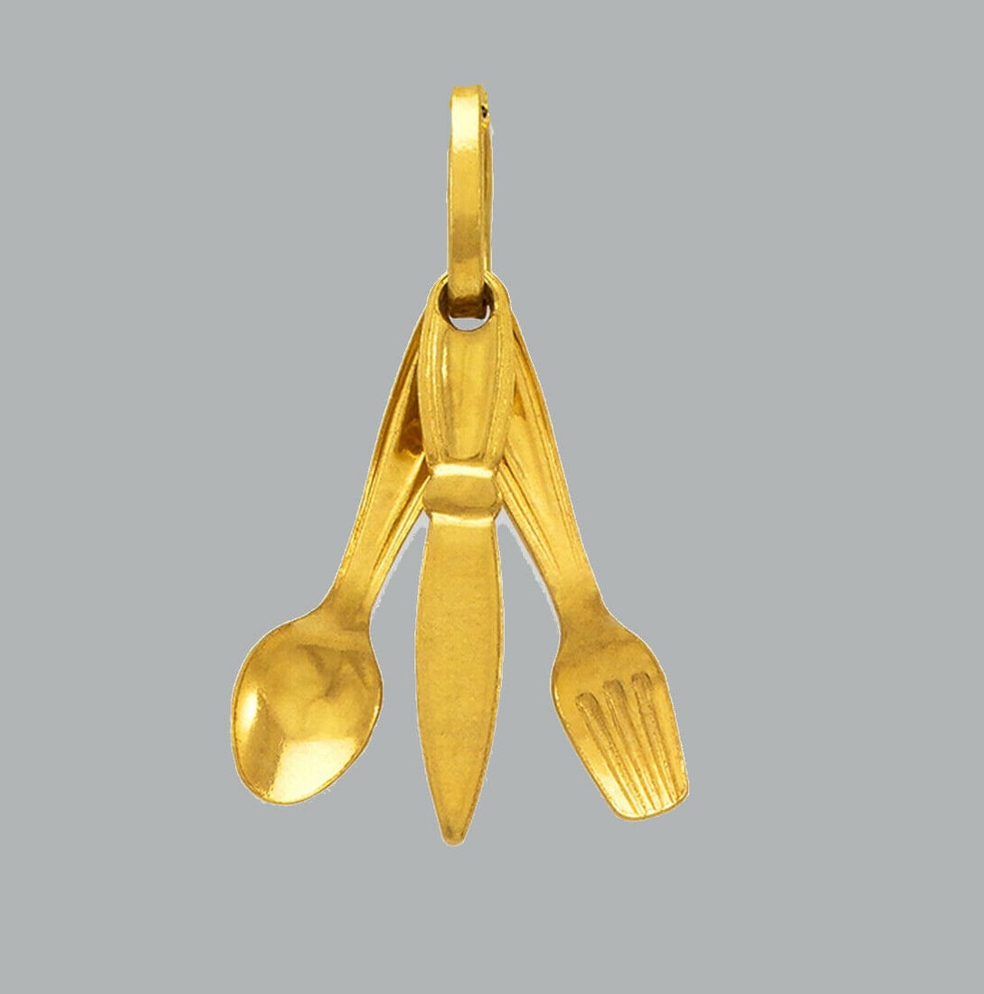 NEW 14K YELLOW GOLD CUTLERY PENDANT / CHARM (1 of 1)