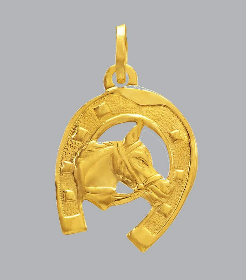 NEW 14K YELLOW GOLD HORSESHOE PENDANT / CHARM (1 of 1)