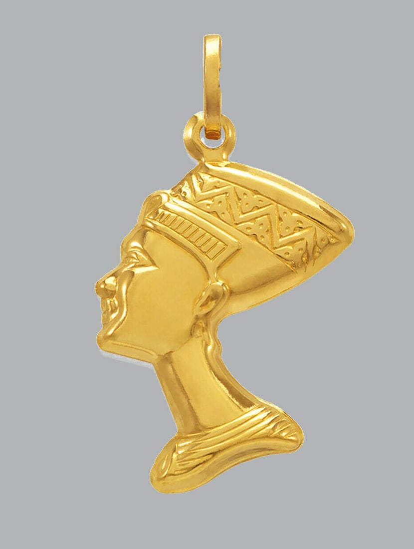 NEW 14K YELLOW GOLD CLEOPATRA CHARM PENDANT 23mm (1 of 1)
