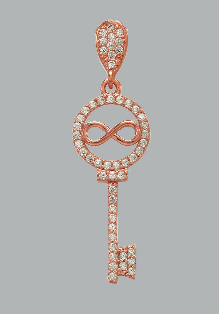 NEW 14K ROSE GOLD CZ FANCY CHARM PENDANT INFINITY KEY (1 of 1)