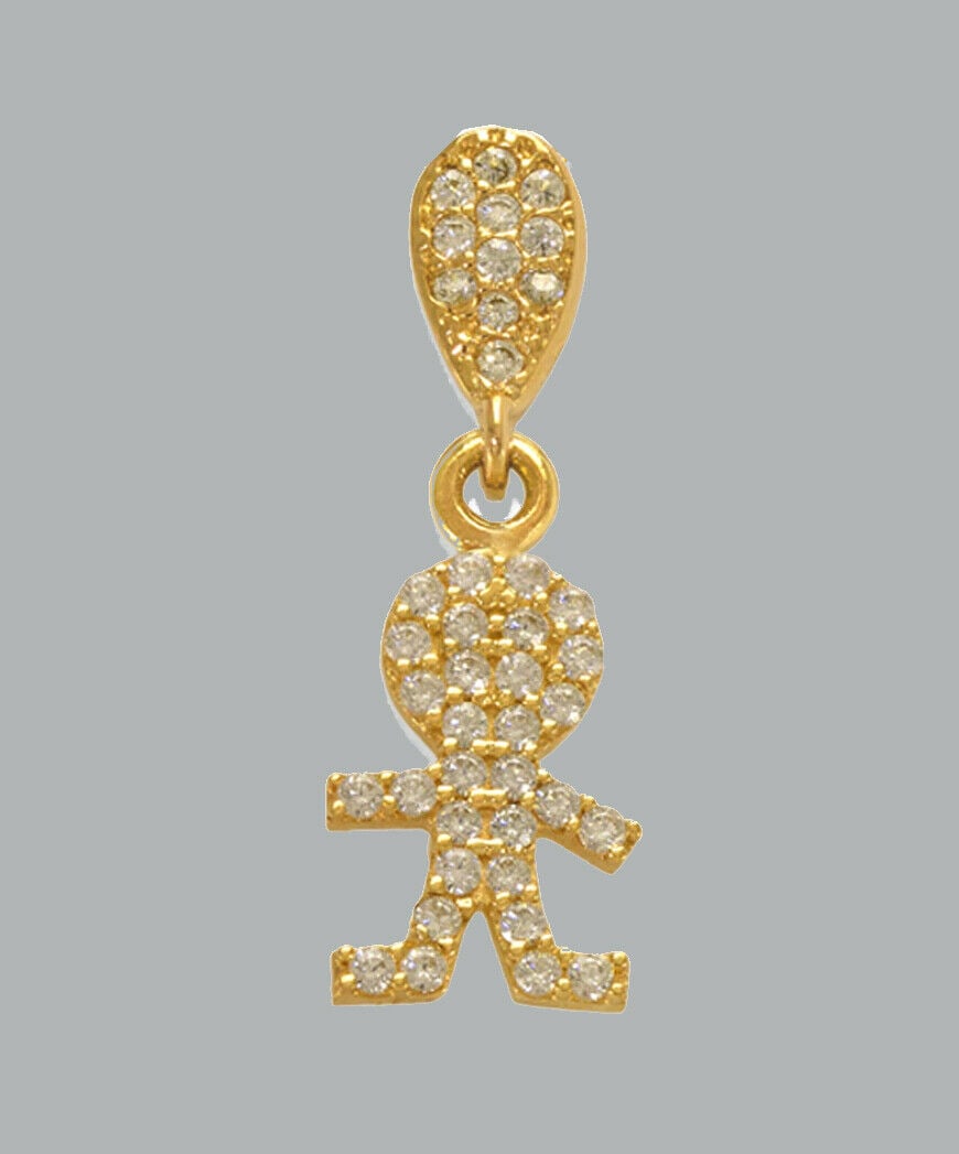 NEW 14K YELLOW GOLD CZ FANCY CHARM PENDANT BOY (1 of 1)