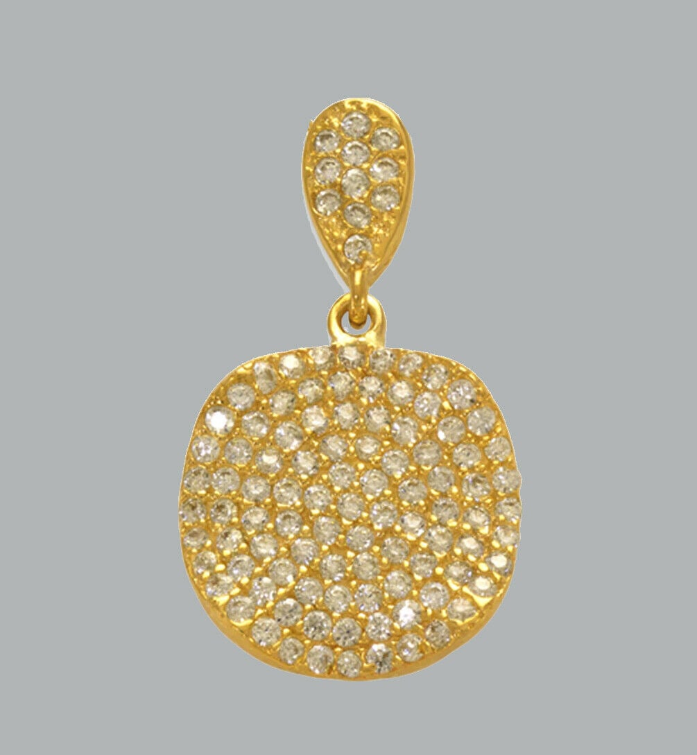 NEW 14K YELLOW GOLD CZ FANCY CHARM PENDANT DISC (1 of 1)