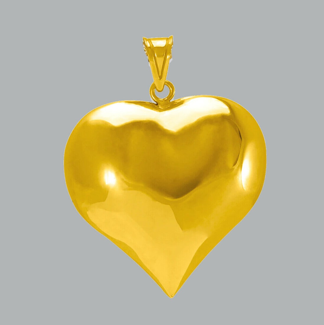 14K YELLOW GOLD PUFF HEART CHARM PENDANT SIZE 35mm: NEW 14K YELLOW GOLD HEART PENDANT New 14K Yellow Gold Puff Heart Pendant Measures: 35mm - 5.1g Pendant has a polished finish Pendant is hollow Stamp: 14k