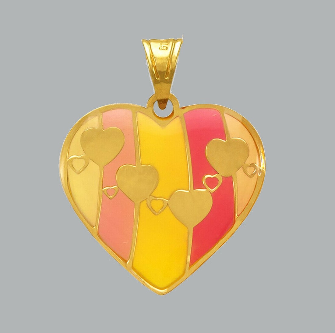 NEW 14K YELLOW GOLD ENAMEL PENDANT / CHARM HEART: NEW 14K YELLOW GOLD ENAMEL HEART PENDANT New 14K Yellow Gold Pendant Measures: 17x17mm Pendant has a polished finish Stamp: 14k Apx Weight: 0.5g