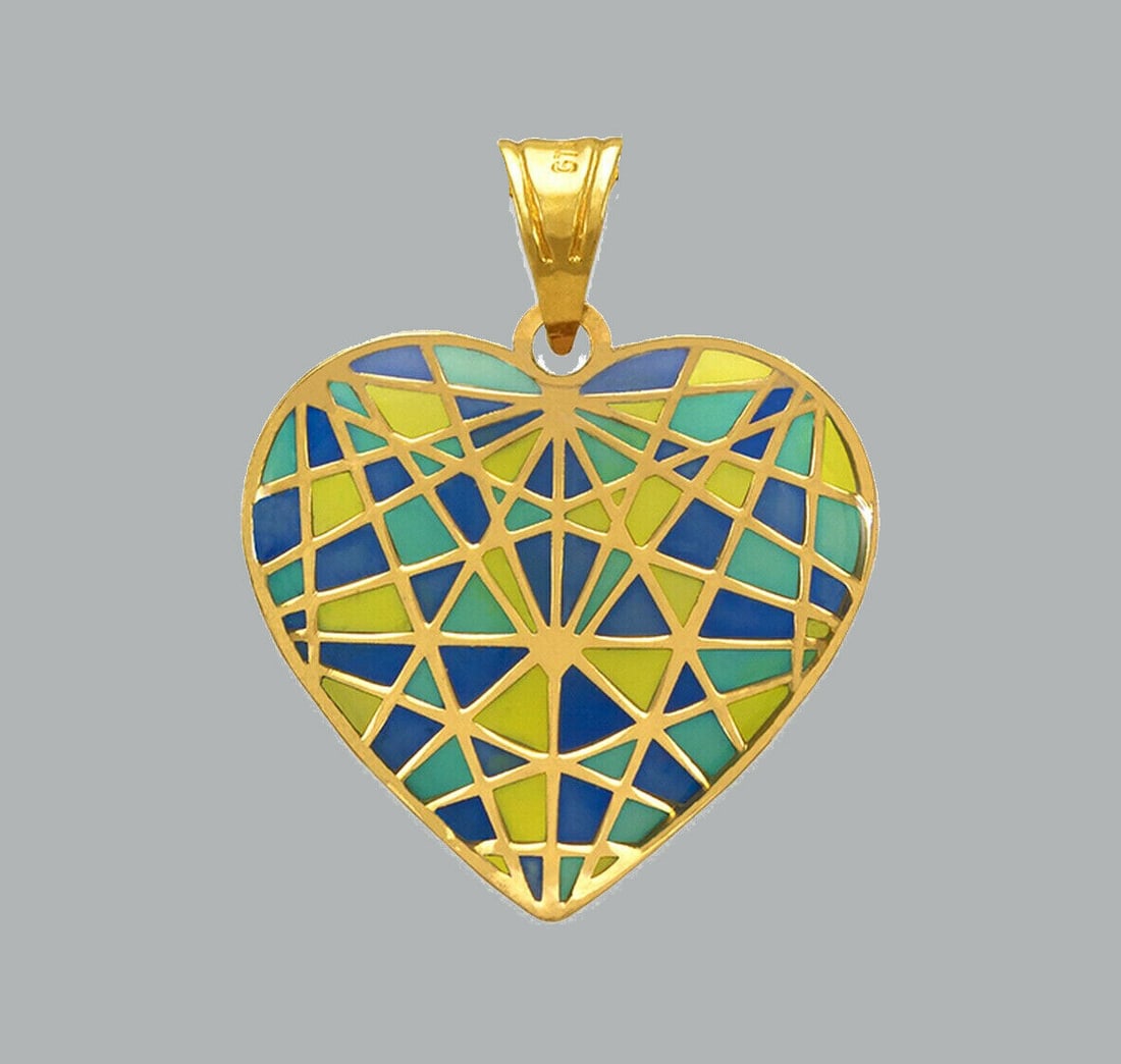 NEW 14K YELLOW GOLD ENAMEL PENDANT / CHARM HEART: NEW 14K YELLOW GOLD ENAMEL HEART PENDANT New 14K Yellow Gold Pendant Measures: 17x17mm Pendant has a polished finish Stamp: 14k Apx Weight: 0.5g