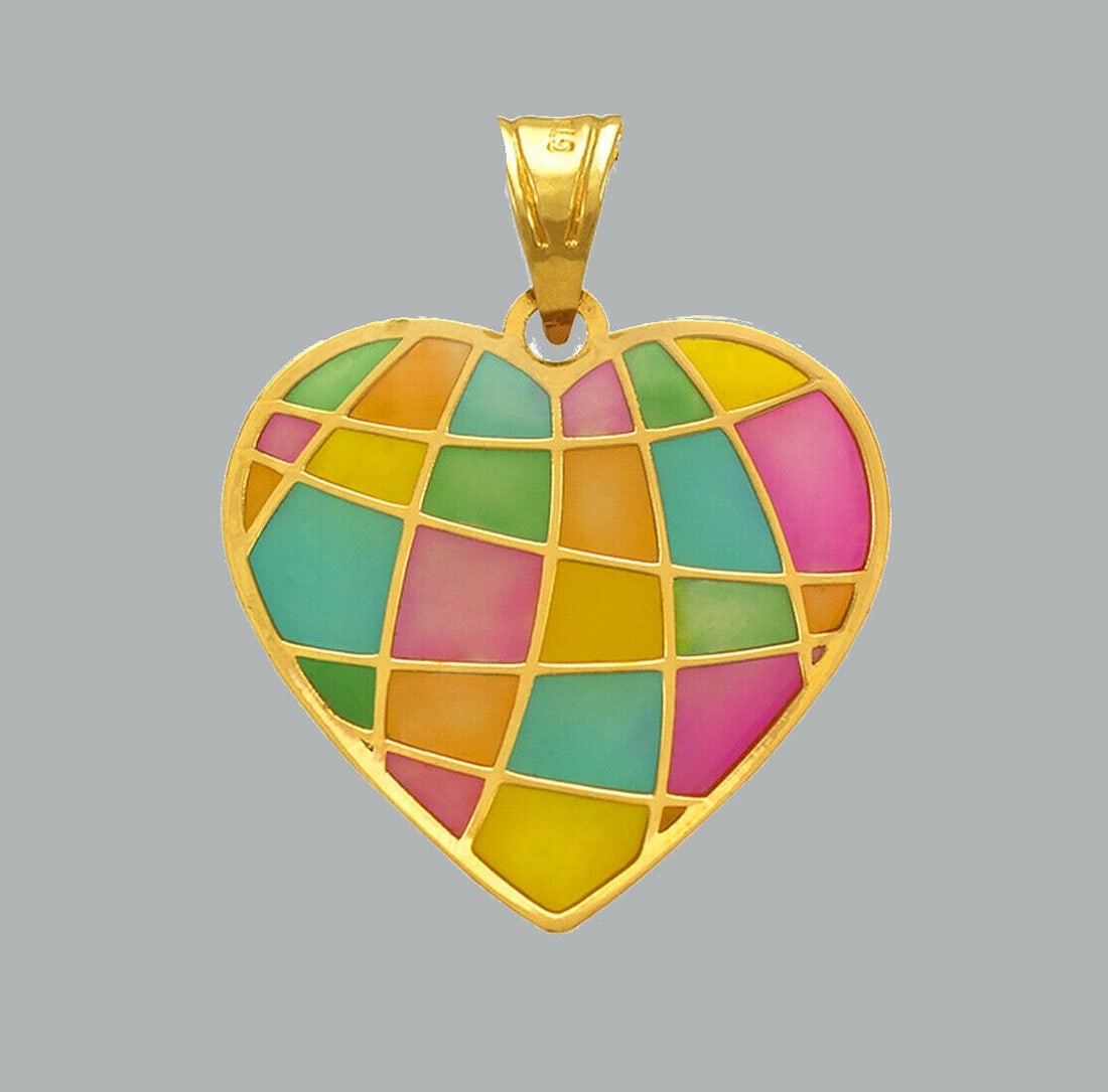 NEW 14K YELLOW GOLD ENAMEL PENDANT / CHARM HEART: NEW 14K YELLOW GOLD ENAMEL HEART PENDANT New 14K Yellow Gold Pendant Measures: 17x17mm Pendant has a polished finish Stamp: 14k Apx Weight: 0.5g