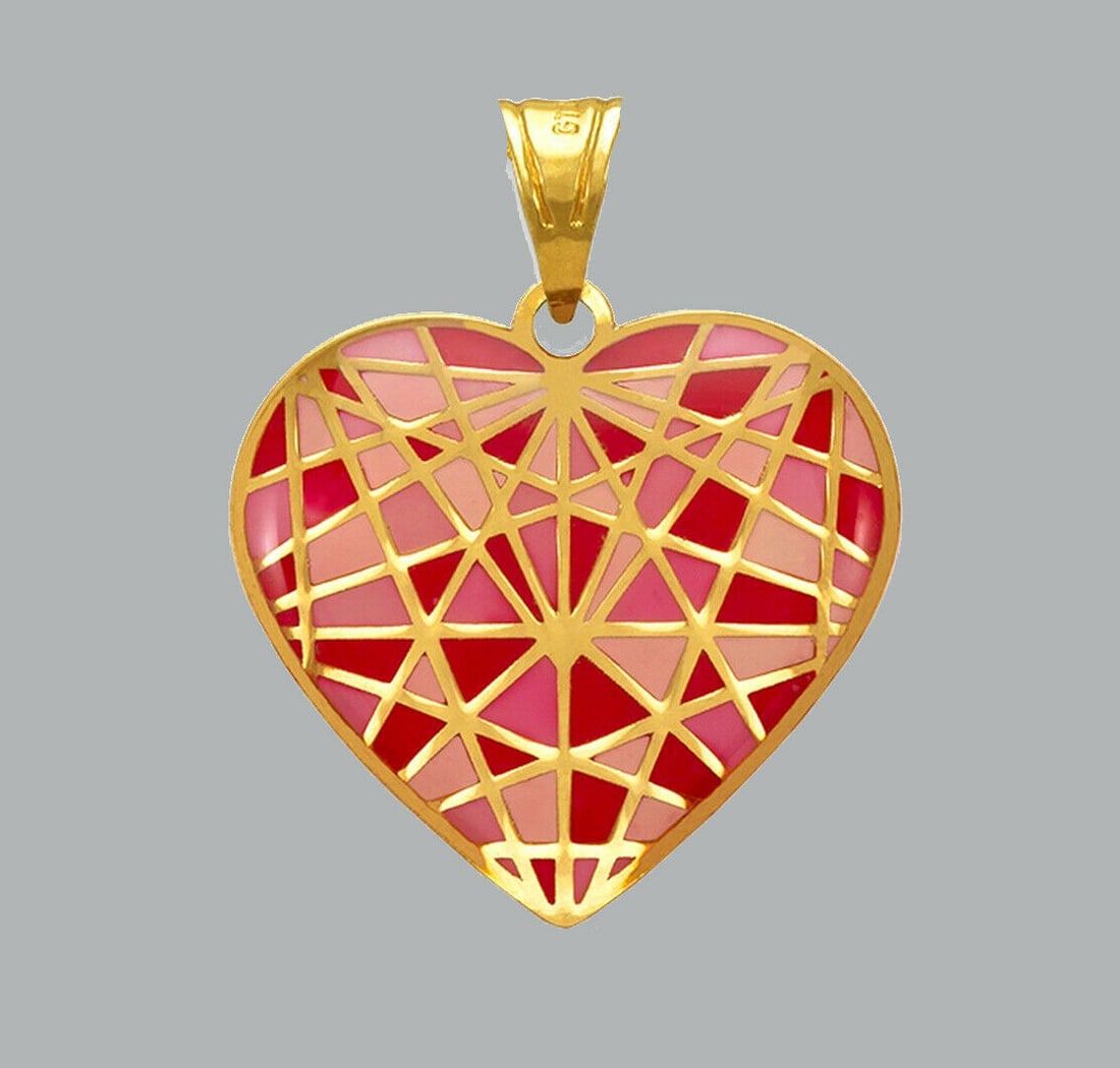 NEW 14K YELLOW GOLD ENAMEL PENDANT / CHARM HEART: NEW 14K YELLOW GOLD ENAMEL HEART PENDANT New 14K Yellow Gold Pendant Measures: 17x17mm Pendant has a polished finish Stamp: 14k Apx Weight: 0.5g