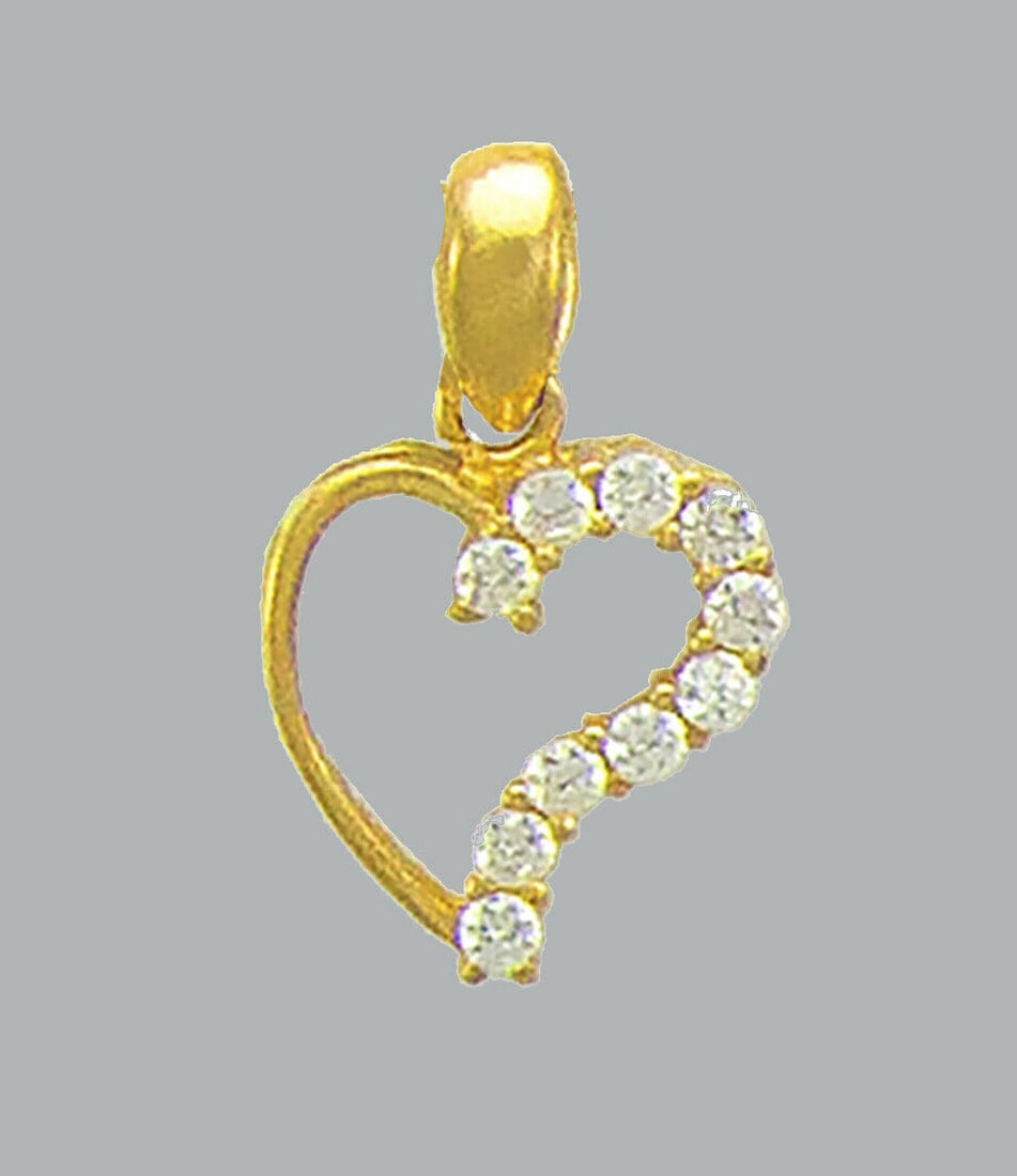 NEW 14K YELLOW GOLD CZ FANCY CHARM PENDANT HEART (1 of 1)