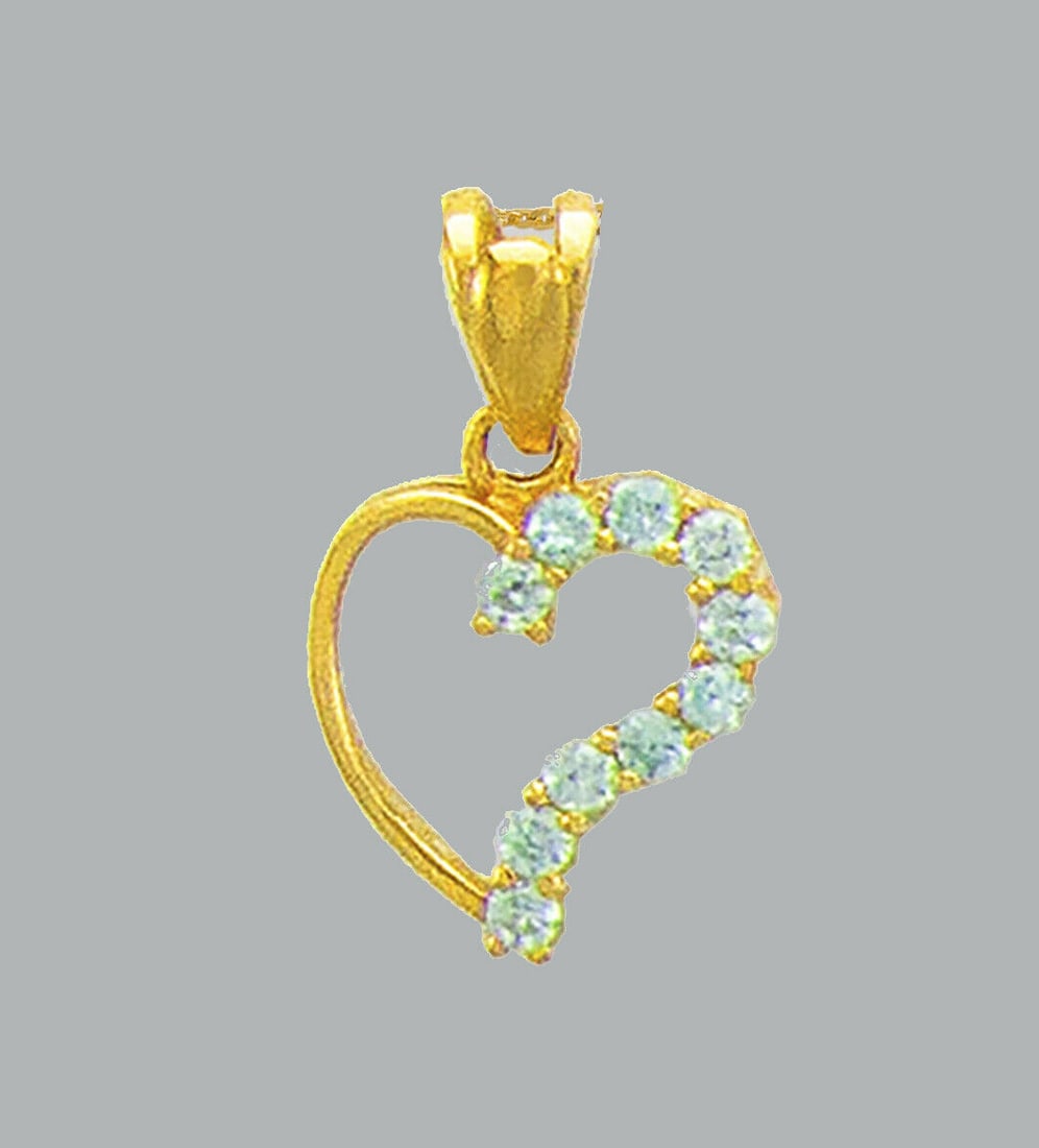 NEW 14K YELLOW GOLD BLUE CZ FANCY CHARM PENDANT HEART: NEW 14K YELLOW GOLD CZ HEART PENDANT New 14K Yellow Gold pendant Heart measures 11x12mm Set with cubic zirconia Polished finish Stamp: 14k Apx Weight: 0.9g