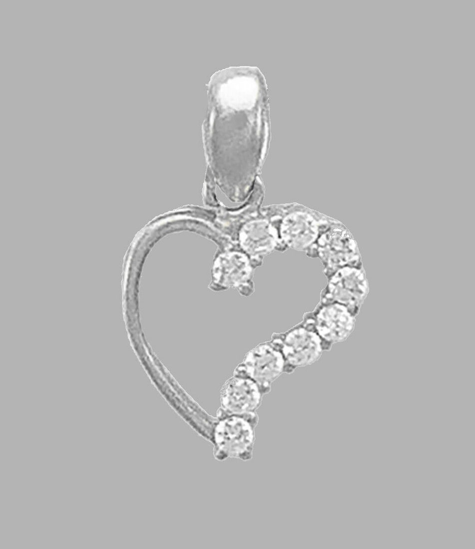 NEW 14K WHITE GOLD FANCY CHARM PENDANT HEART CZ (1 of 1)