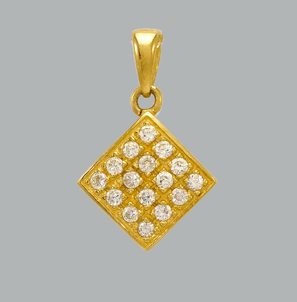 NEW 14K YELLOW GOLD CZ FANCY CHARM PENDANT (1 of 1)