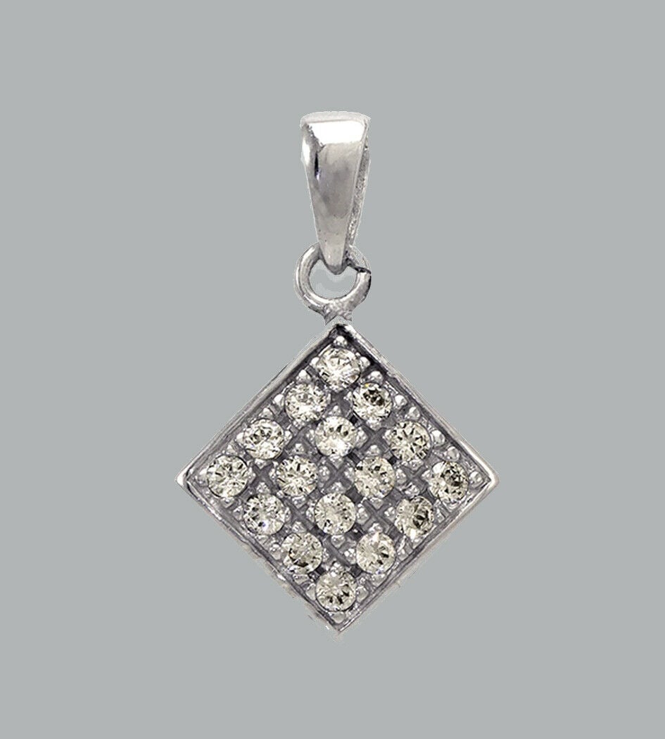 NEW 14K WHITE GOLD CZ FANCY CHARM PENDANT (1 of 1)