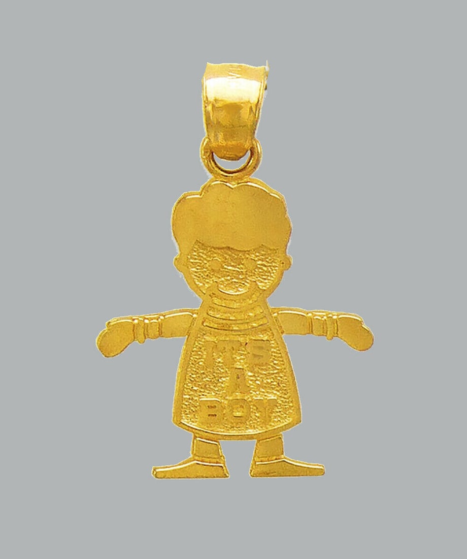 NEW 14K YELLOW GOLD IT'S A BOY PENDANT / CHARM (1 of 1)