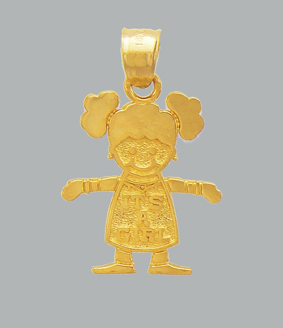NEW 14K YELLOW GOLD IT'S A GIRL PENDANT / CHARM (1 of 1)