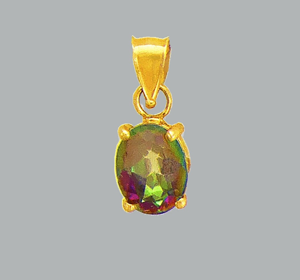 NEW 14K YELLOW GOLD OVAL CZ FANCY CHARM PENDANT (1 of 1)