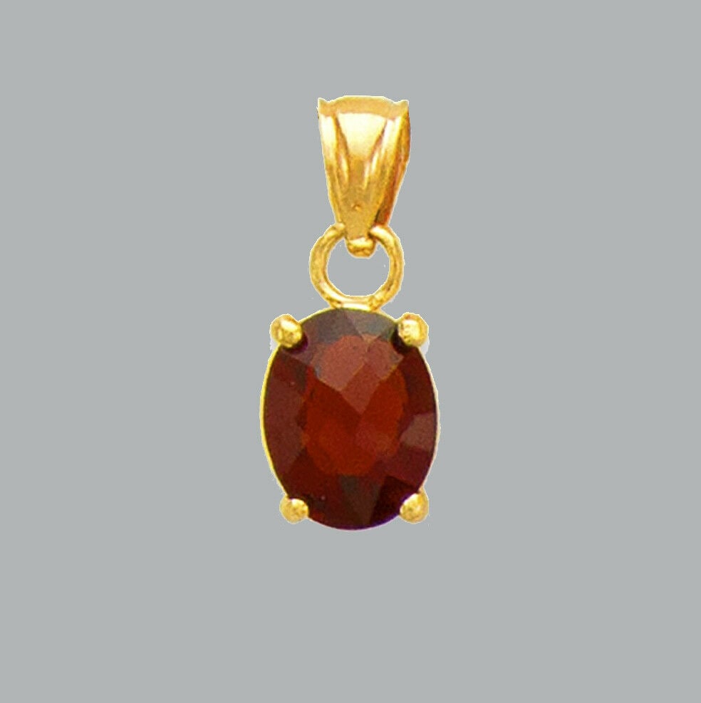 NEW 14K YELLOW GOLD OVAL CZ FANCY CHARM PENDANT RED (1 of 1)