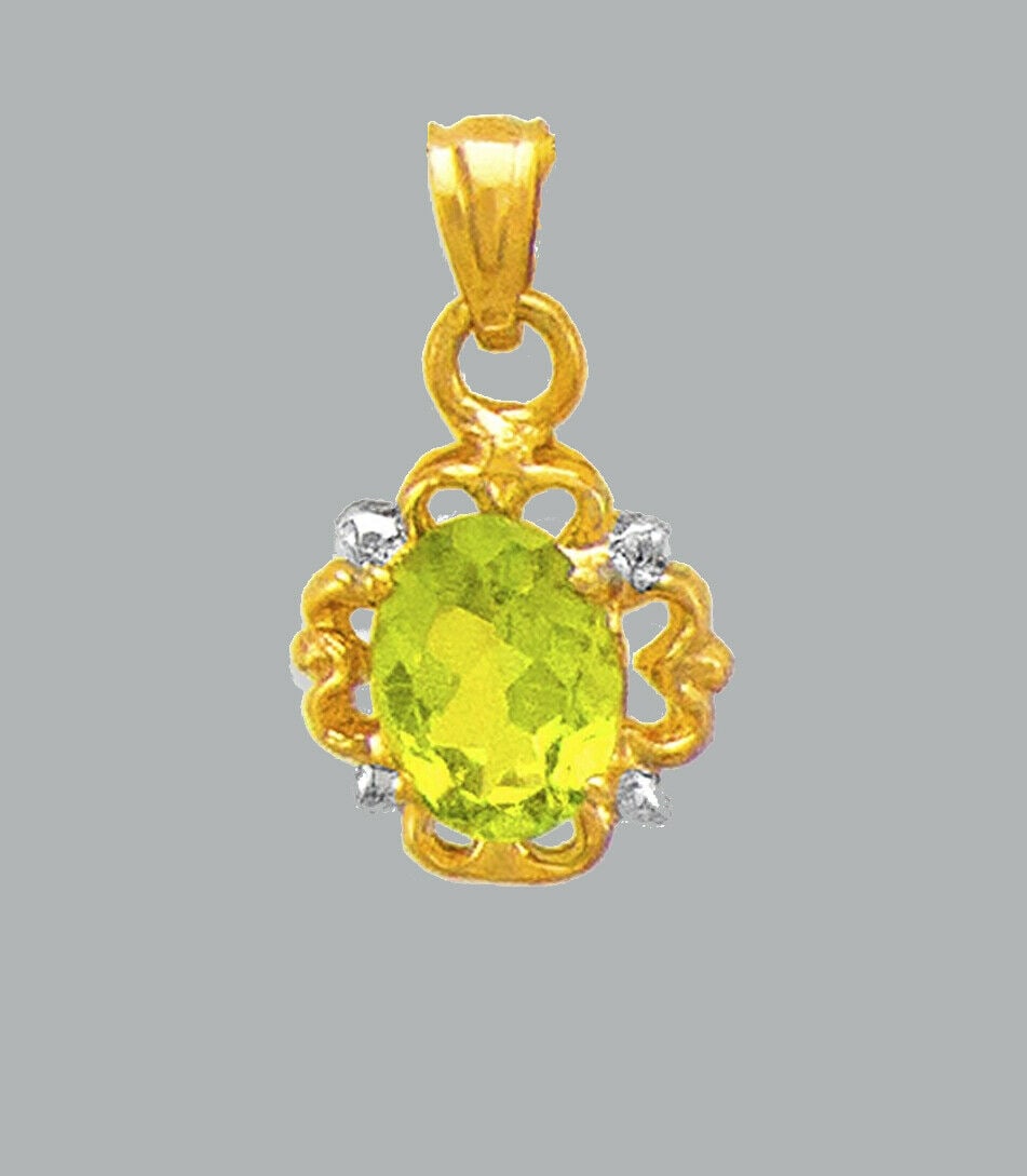 NEW 14K TWO TONE GOLD OVAL CZ FANCY CHARM PENDANT (1 of 1)
