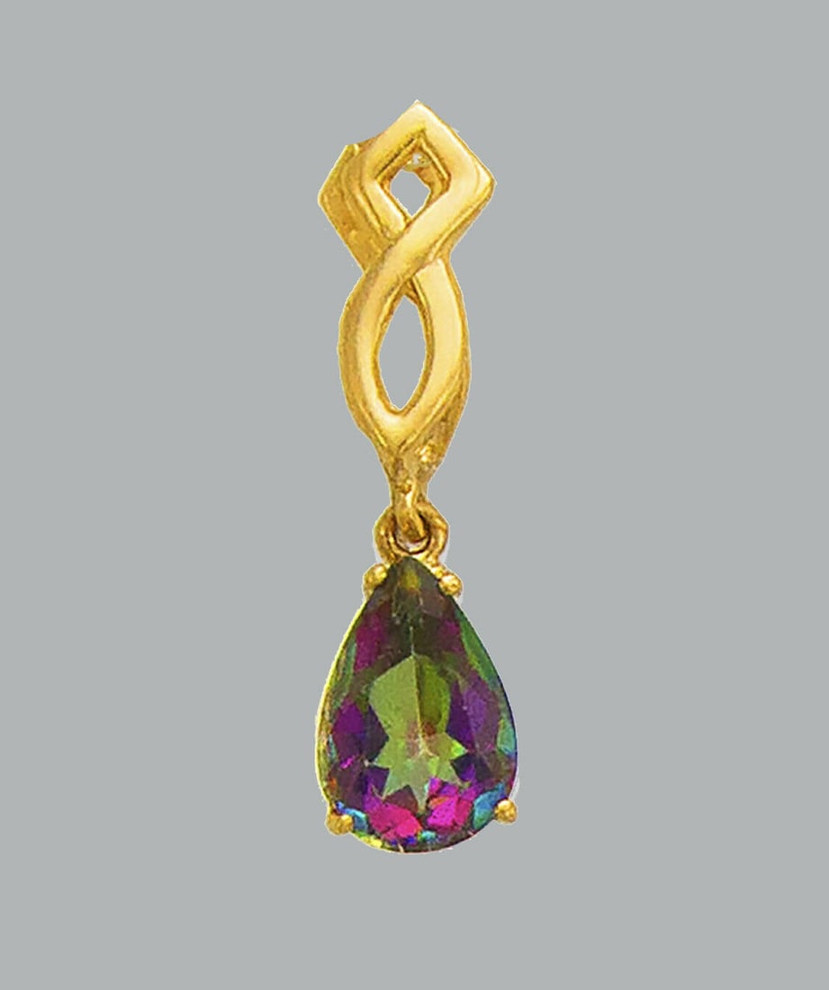 NEW 14K YELLOW GOLD PEAR SHAPE CZ FANCY CHARM PENDANT (1 of 1)