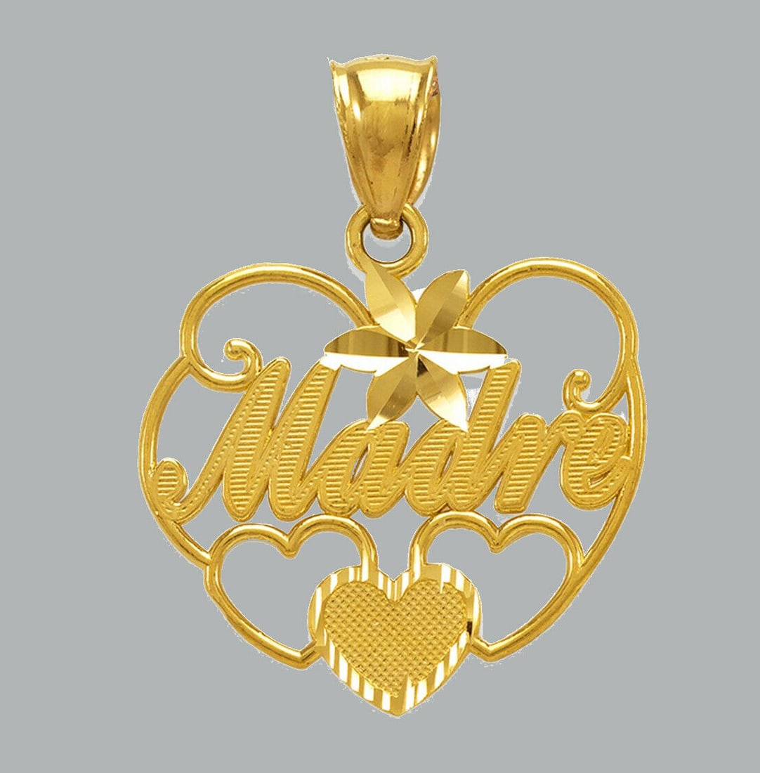 NEW 14K YELLOW GOLD PENDANT / CHARM HEART MADRE: NEW 14K YELLOW GOLD MADRE HEART PENDANT New 14K Yellow Gold Pendant Measures: 22x20mm Pendant has a polished finish Stamp: 14k Apx Weight: 2g