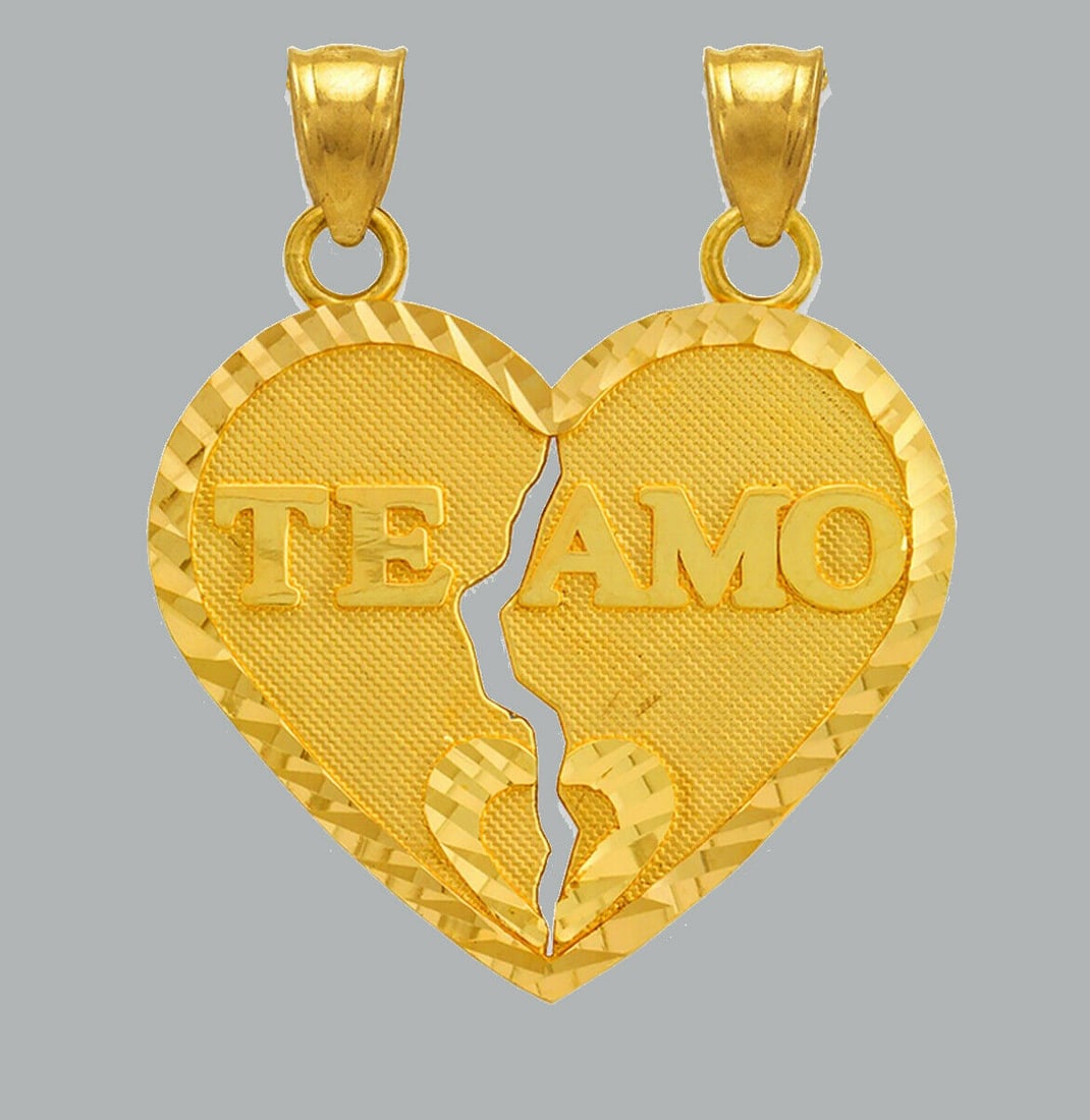 NEW 14K YELLOW GOLD HEART CHARM PENDANT TE AMO 25mm: NEW 14K YELLOW GOLD TE AMO HEART PENDANT New 14K Yellow Gold Heart Pendant Measures: 25mm x 22mm - 3.3g Pendant has a polished finish Stamp: 14k