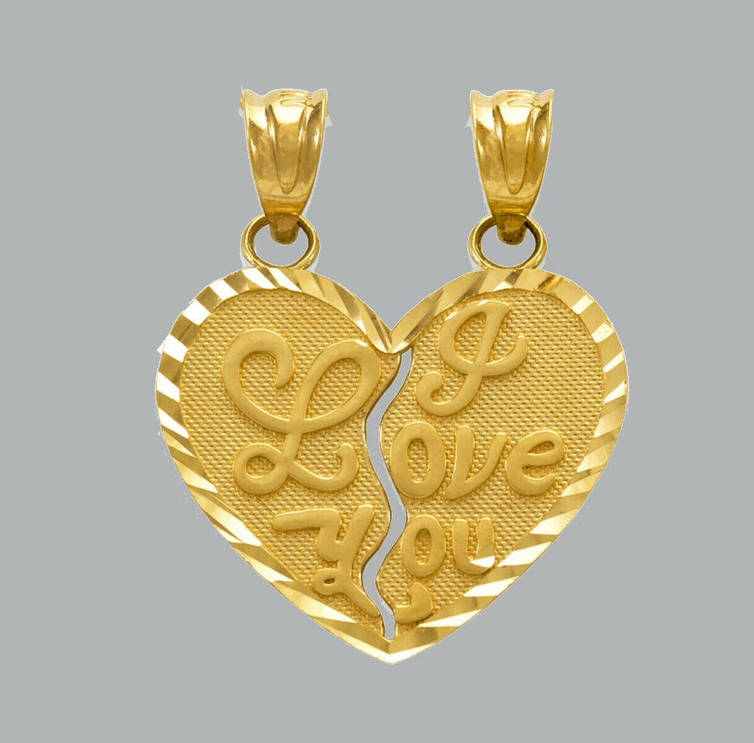 NEW 14K YELLOW GOLD PENDANT / CHARM I LOVE YOU HEART (1 of 1)