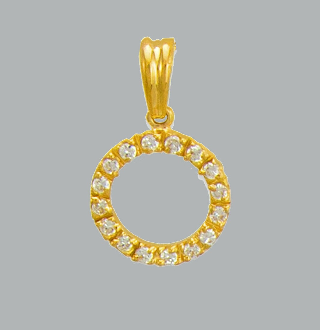 NEW 14K YELLOW GOLD CZ FANCY CHARM PENDANT CIRCLE (1 of 1)
