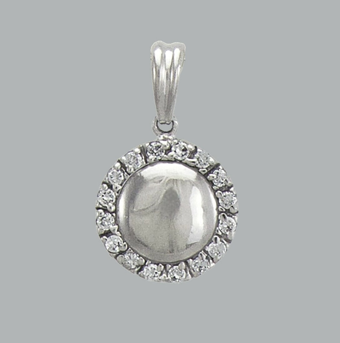 NEW 14K WHITE GOLD CZ FANCY CHARM PENDANT CIRCLE (1 of 1)