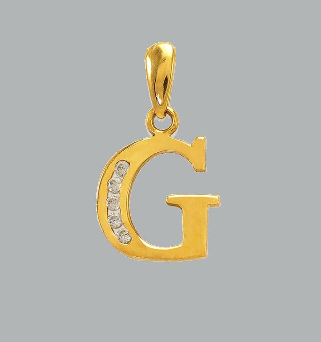 NEW 14K YELLOW GOLD CZ FANCY CHARM PENDANT INITIAL G (1 of 1)
