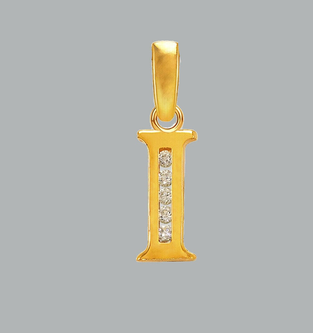NEW 14K YELLOW GOLD CZ FANCY CHARM PENDANT INITIAL I: NEW 14K YELLOW GOLD CZ INITIAL PENDANT New 14K Yellow Gold pendant Pendant measures 4x10mm Set with cubic zirconia Polished finish Stamp: 14k Apx Weight: 0.7g