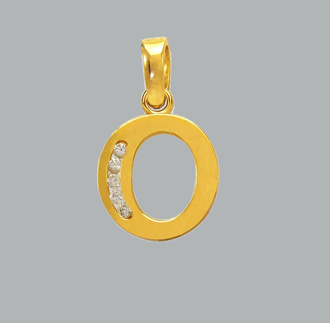 NEW 14K YELLOW GOLD CZ FANCY CHARM PENDANT INITIAL O (1 of 1)