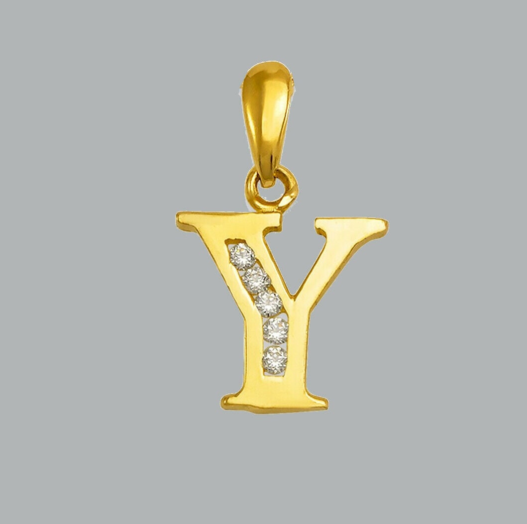 NEW 14K YELLOW GOLD CZ FANCY CHARM PENDANT INITIAL Y: NEW 14K YELLOW GOLD CZ INITIAL PENDANT New 14K Yellow Gold pendant Pendant measures 10x10mm Set with cubic zirconia Polished finish Stamp: 14k Apx Weight: 0.7g