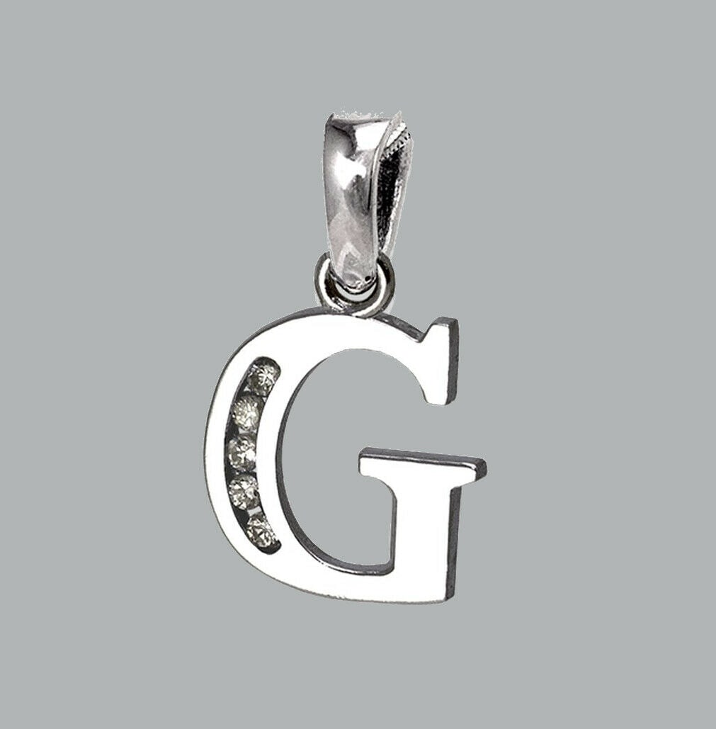 NEW 14K WHITE GOLD CZ FANCY CHARM PENDANT INITIALG (1 of 1)