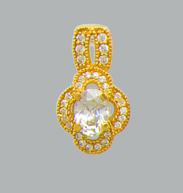 NEW 14K YELLOW GOLD CZ FANCY CHARM PENDANT (1 of 1)