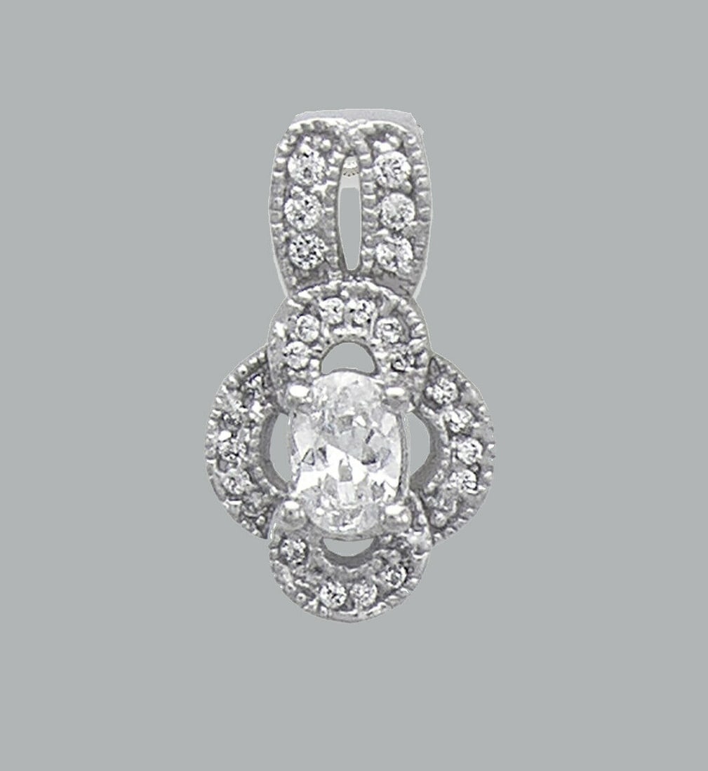 NEW 14K WHITE GOLD CZ FANCY CHARM PENDANT (1 of 1)