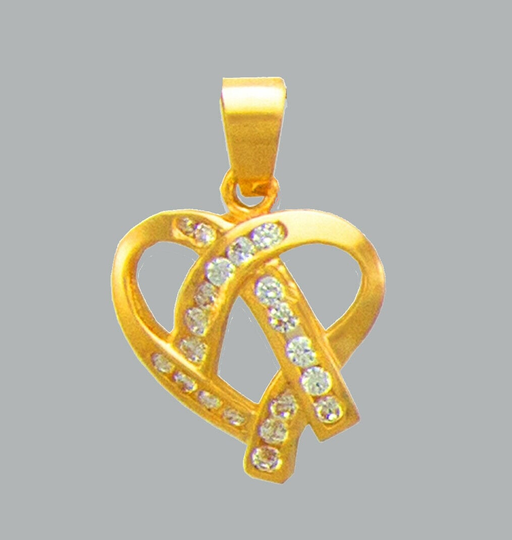 NEW 14K YELLOW GOLD CZ FANCY CHARM PENDANT HEART: NEW 14K YELLOW GOLD CZ HEART PENDANT New 14K Yellow Gold pendant Heart measures 17x16mm Set with cubic zirconia Polished finish Stamp: 14k Apx Weight: 2.5g