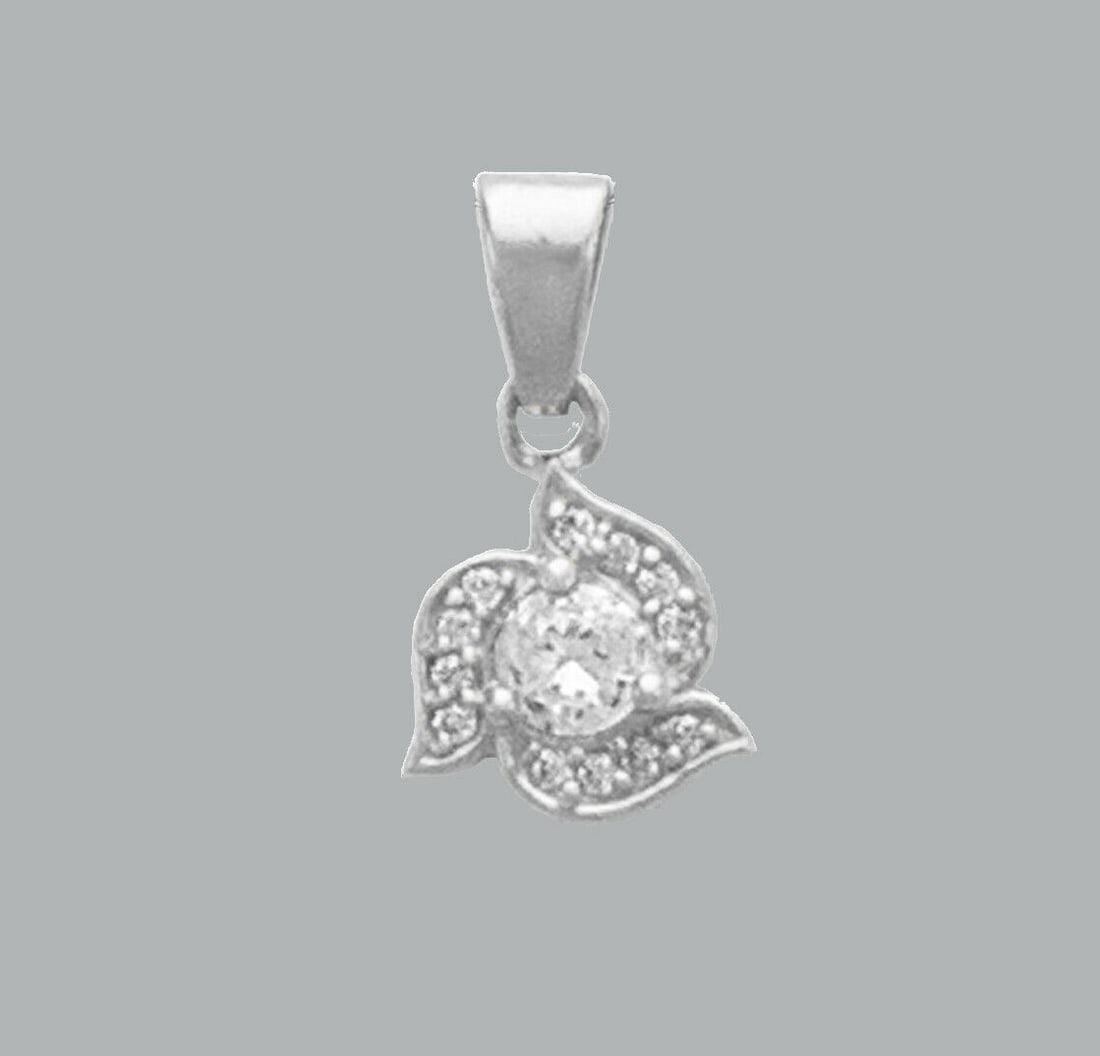NEW 14K WHITE GOLD CZ FANCY CHARM PENDANT FLOWER: NEW 14K WHITE GOLD CZ FLOWER PENDANT New 14K White Gold pendant Measures 11x10mm Set with cubic zirconia Polished finish Stamp: 14k Apx Weight: 1.9g