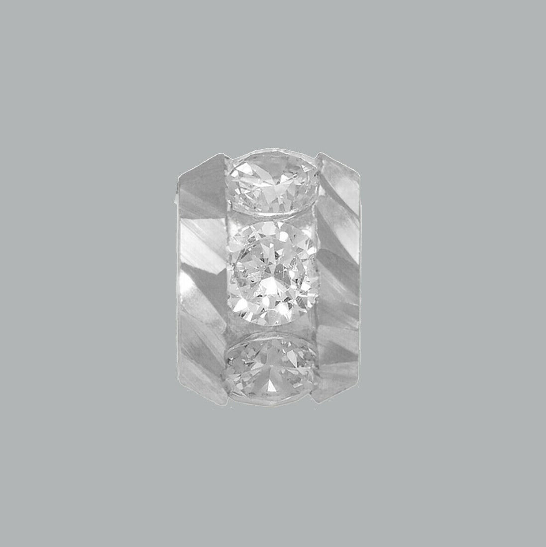 14K WHITE GOLD CHARM PENDANT CZ CIRCLE SPACER BALL 7mm: NEW 14K WHITE GOLD PENDANT New 14K White Gold Pendant Measures: 5mm W x 7mm H - 0.6g Cubic Zirconia Pendant has a polished finish Stamp: 14k