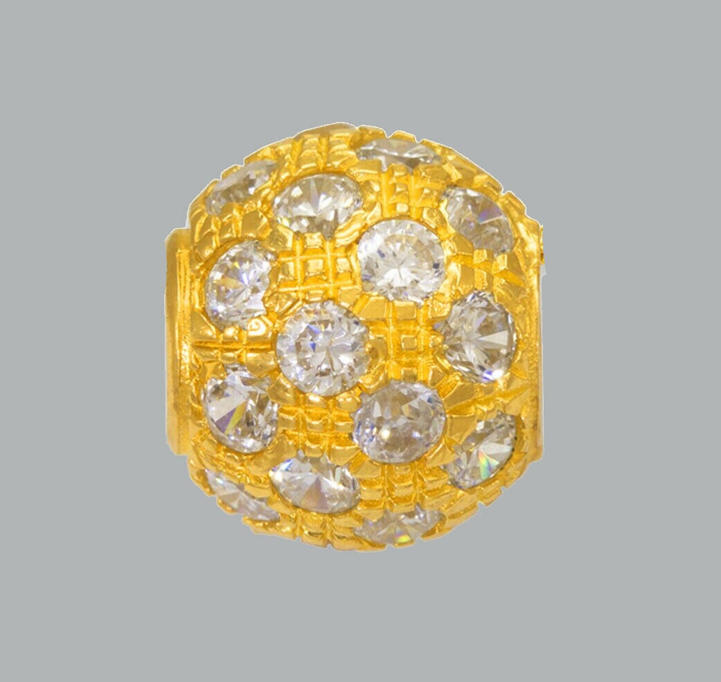 14K YELLOW GOLD CHARM PENDANT CZ SPACER BALL 12mm (1 of 1)