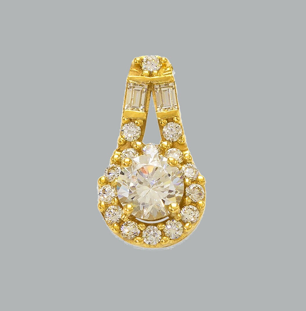 NEW 14K YELLOW GOLD CZ FANCY CHARM PENDANT (1 of 1)