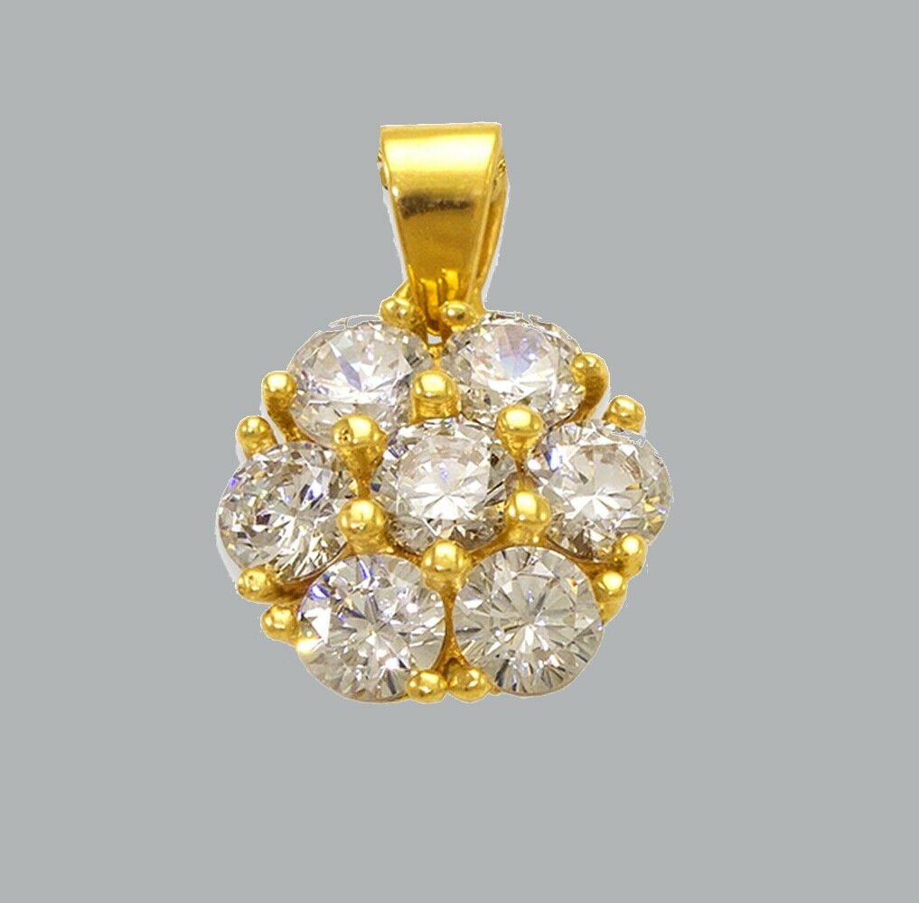 NEW 14K YELLOW GOLD CZ FANCY CHARM PENDANT FLOWER (1 of 1)