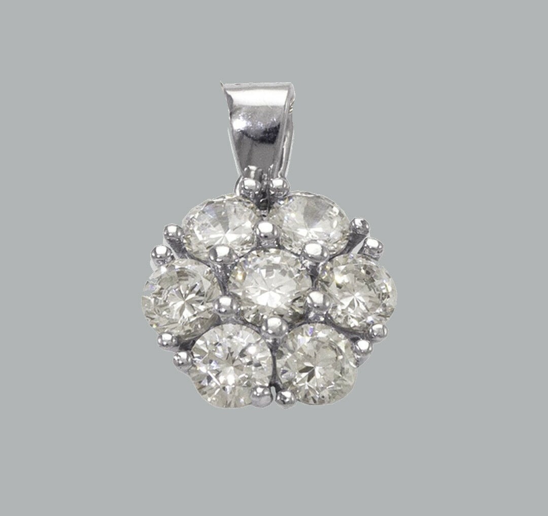 NEW 14K WHITE GOLD CZ FANCY CHARM PENDANT FLOWER (1 of 1)