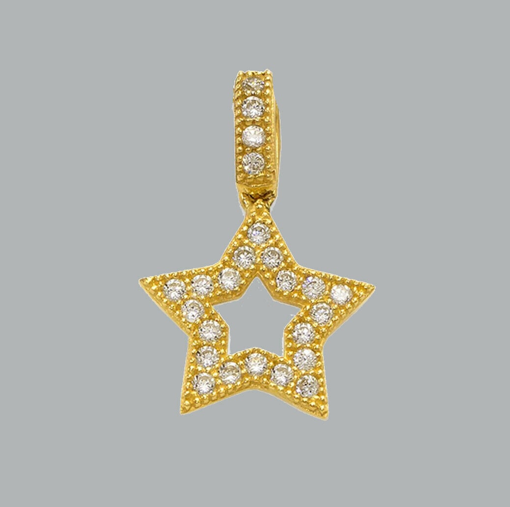NEW 14K YELLOW GOLD CZ FANCY CHARM PENDANT STAR (1 of 1)