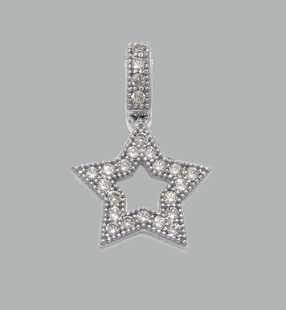 NEW 14K WHITE GOLD CZ FANCY CHARM PENDANT STAR (1 of 1)