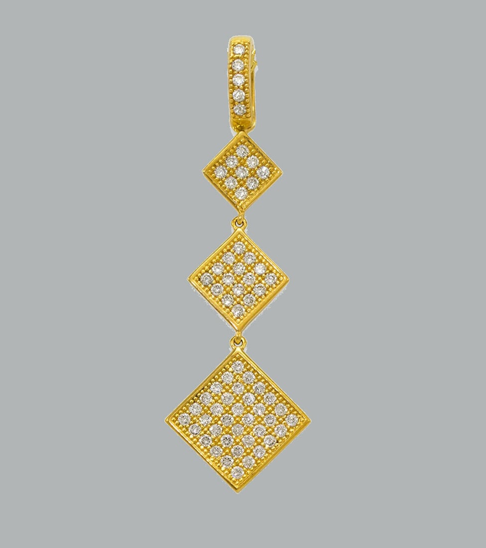 NEW 14K YELLOW GOLD CZ FANCY CHARM PENDANT DANGLE PAVE (1 of 1)