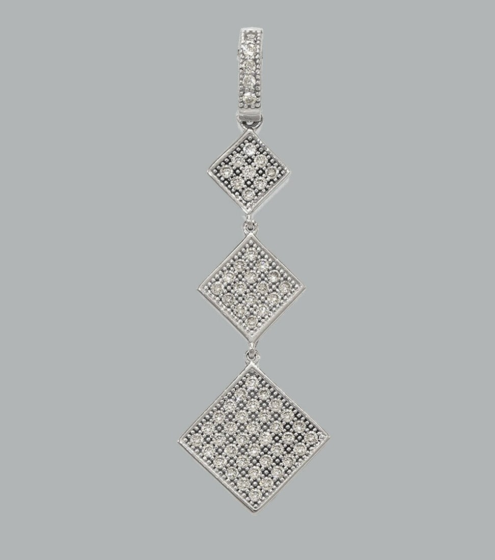 NEW 14K WHITE GOLD CZ FANCY CHARM PENDANT DANGLE PAVE (1 of 1)