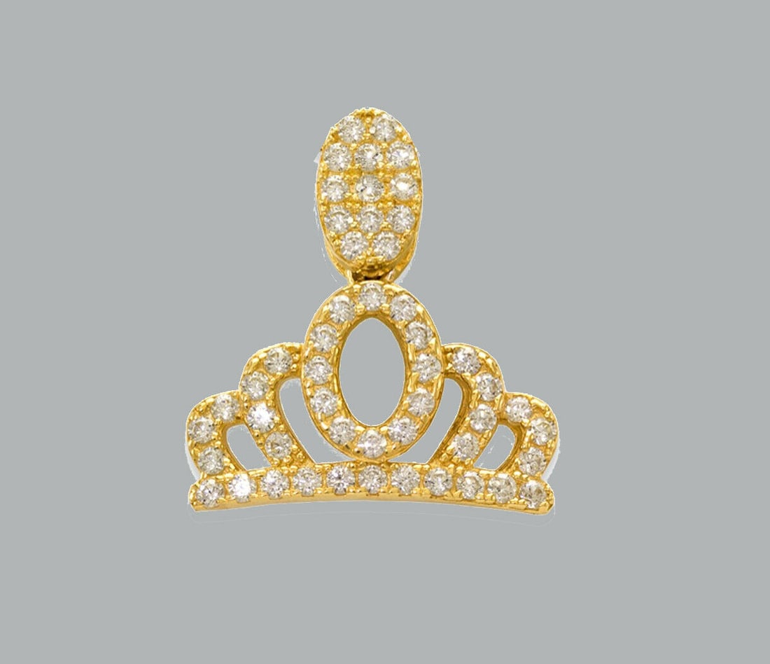NEW 14K YELLOW GOLD CZ FANCY CHARM PENDANT CROWN (1 of 1)