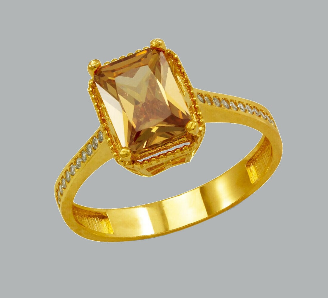 NEW 14K YELLOW GOLD LADIES CZ RING EMERALD CUT RING (1 of 1)