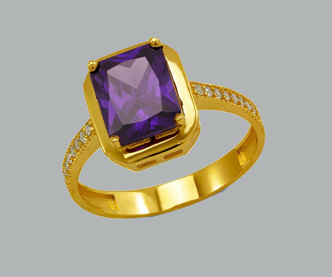 NEW 14K YELLOW GOLD LADIES CZ RING EMERALD CUT RING (1 of 1)